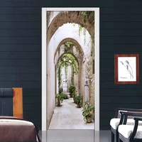 european style arch 3d stereoscopic door sticker decoration wall mural pvc waterproof self adhesive door wall papers home decor