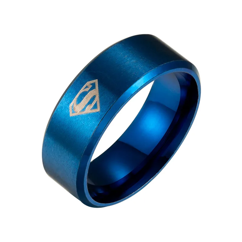 Trendy Laser Print Superman Rings for Men Black Blue Gold High Quality Stainless Steel Ring Dropshipping SP264 | Украшения и