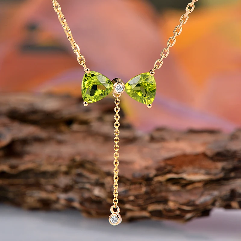 Ожерелье с подвеской из желтого золота натуральными бриллиантами 14 к