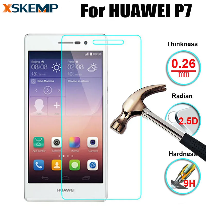 Лидер продаж ультратонкое закаленное стекло для Huawei Ascend P7 2.5D противовзрывная
