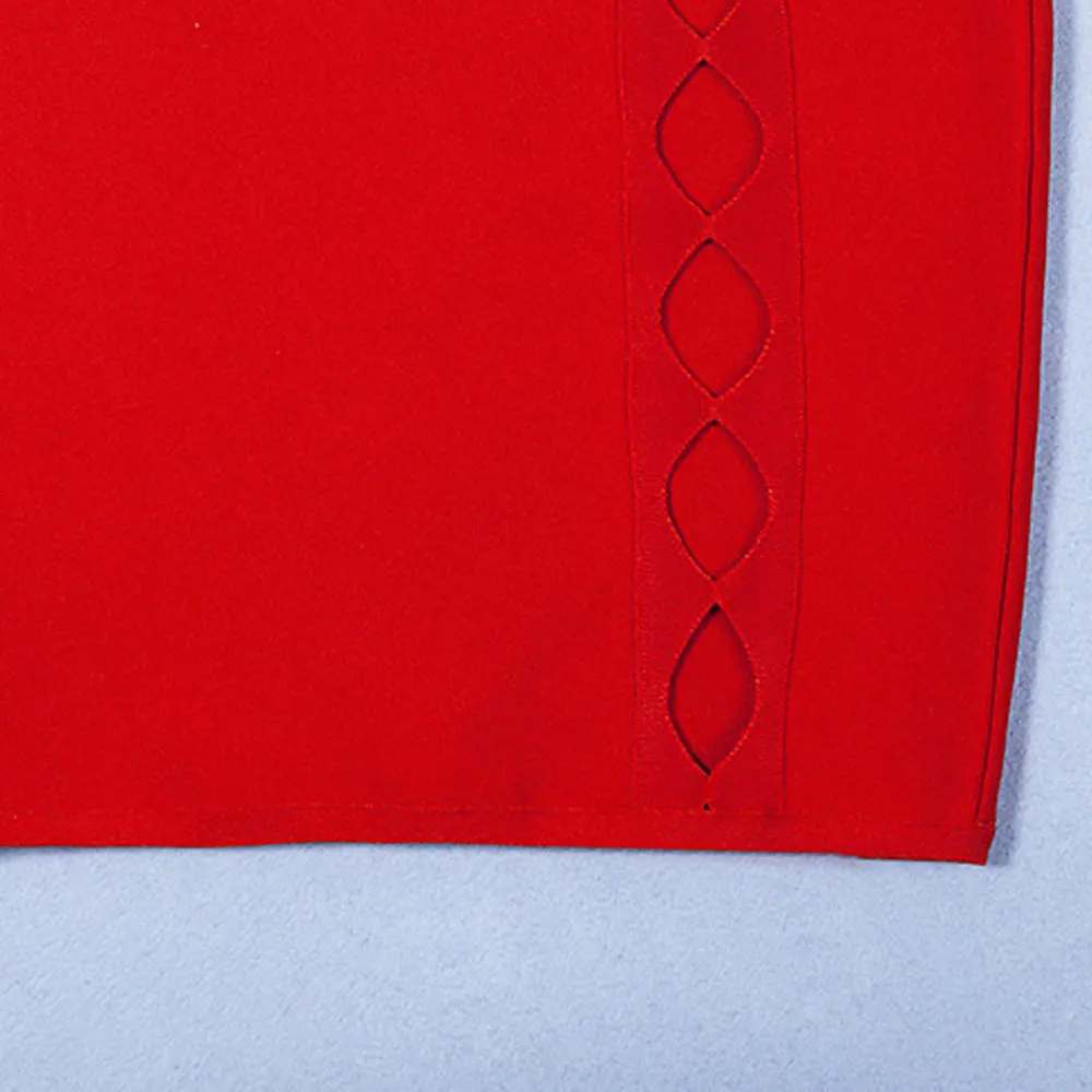 

red asymmetrical hollow out 2020 sexy high quality rayon bodycon clubware mini bandage dress