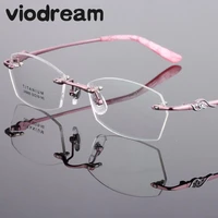 viodream ultra light pure titanium rimless glasses myopia prescription eyewear spectacle frame oculos de grau feminino 8905