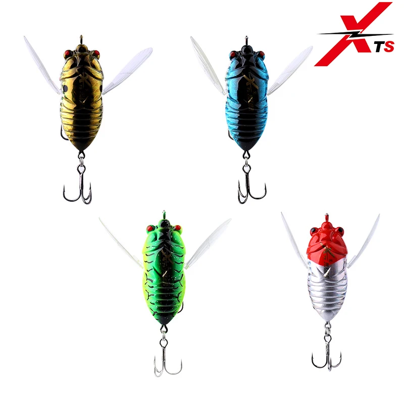XTS Fishing Lure 40mm 5.5g/55mm 12g Wobblers Artificial Cicada 4 Colors Crankbait 3D Eyes Floating With Strong Hooks 5276 | Спорт и