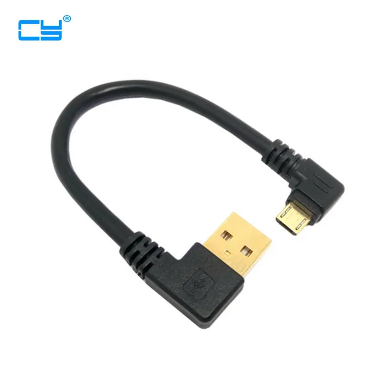 Высокое качество позолоченный штекер 15 см короткий 90 градусов левый угол USB Micro