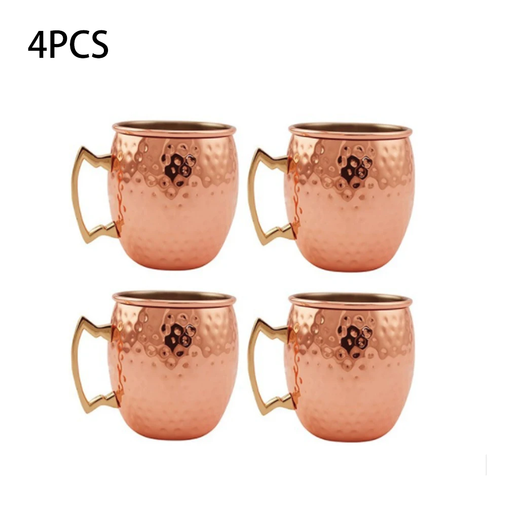 rose gold 4pcs 1 шт/4 шт 550 мл 18 унций кружка из нержавеющей стали, кованый, покрытый медью, посуда для напитков, пива, кофе, фруктового сока, чашка для путешествий - Цвет: rose gold 4pcs
