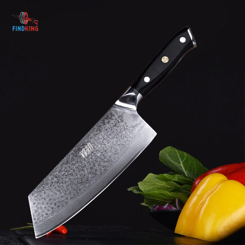 FINDKING G10 ручной дамасский нож 7 дюймов профессиональный мясника 67 слоев Дамасская
