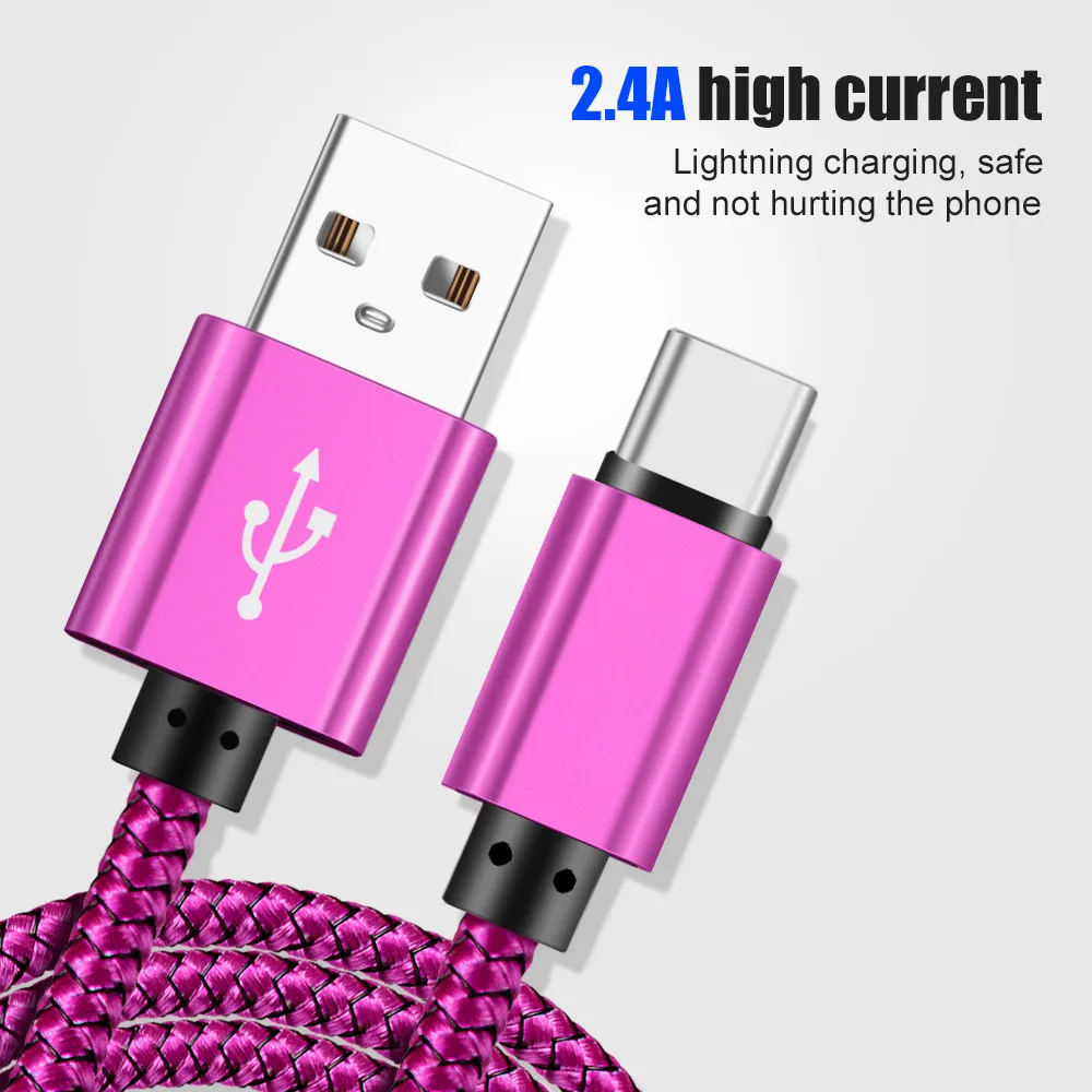 2 м нейлоновый шнур usb type C кабель для передачи данных 2A быстрое зарядное устройство для samsung galaxy A80 A60 A40 A20 Tab A 8() Tab A 10,1 htc 10 U11 life
