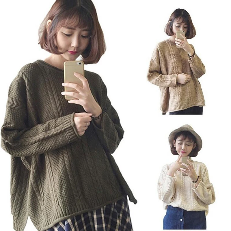 Casual Women Clothing Female Solid Color O-Neck Long Sleeved Knitted Sweater Soft Pullovers Fashion 3 Colors | Женская одежда