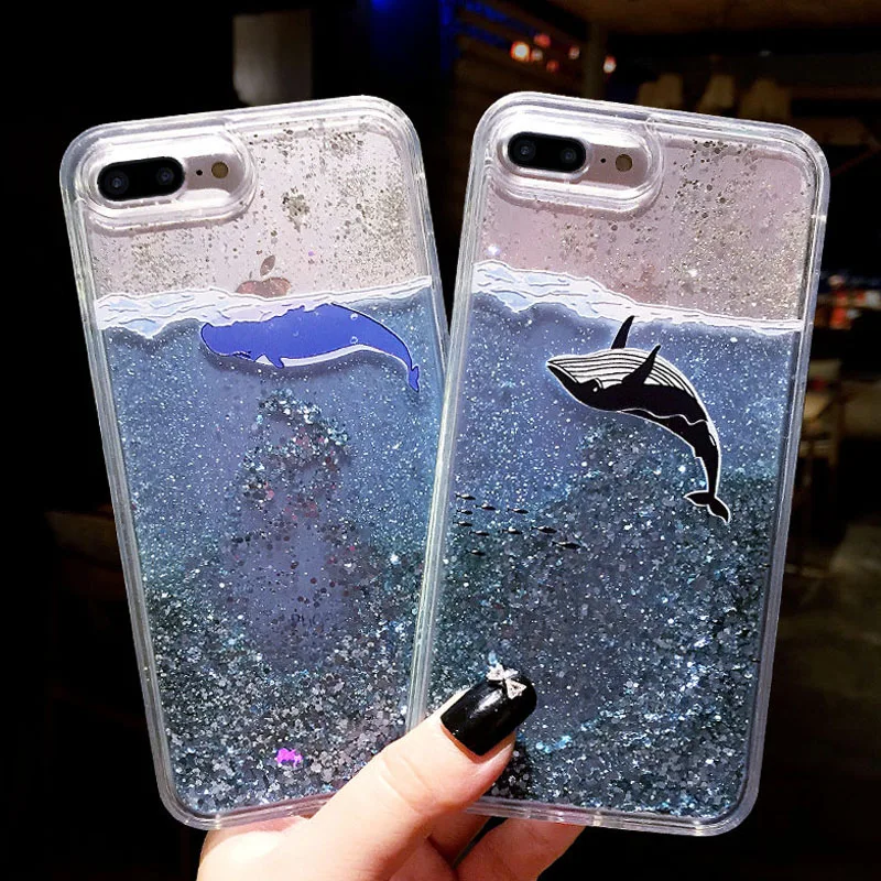 USLION струящийся чехол с сияющими блестками для Apple iPhone 7 Plus XR XS Max X 8 6 6s милый медведь