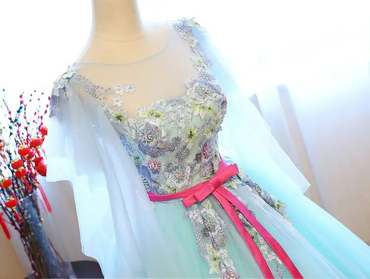 100% настоящие бабочки рукава бисероплетение косплей бальное платье принцесса