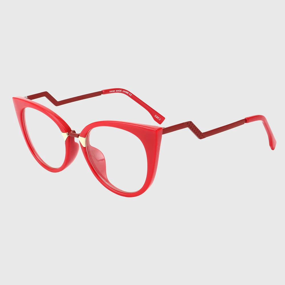 C5-Red-Clear Королевская девушка, Ретро стиль, кошачий глаз, очки для женщин и мужчин, фирменный дизайн, металлическая оправа, очки для женщин, прозрачные линзы, унисекс, Oculos ss588 - Цвет оправы: C5-Red-Clear