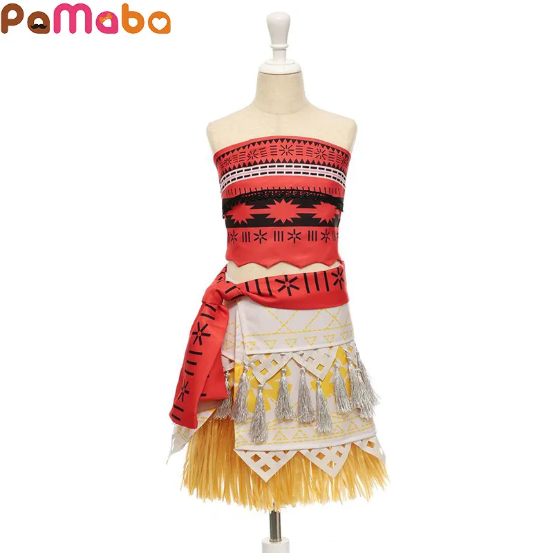 PaMaBa Moana Princess Cosplay Costume Children's Summer Beach Dress-up Kids Polynesian Style Clothing Hawaii Sundress for Girls | Детская
