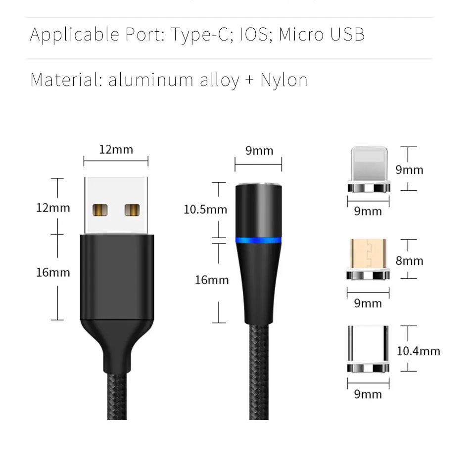 3A Быстрая зарядка Micro USB Магнитный кабель зарядное устройство Тип C Android Магнитный кабель передачи данных телефона провод шнур для iPhone 6 7 samsung Xiaomi