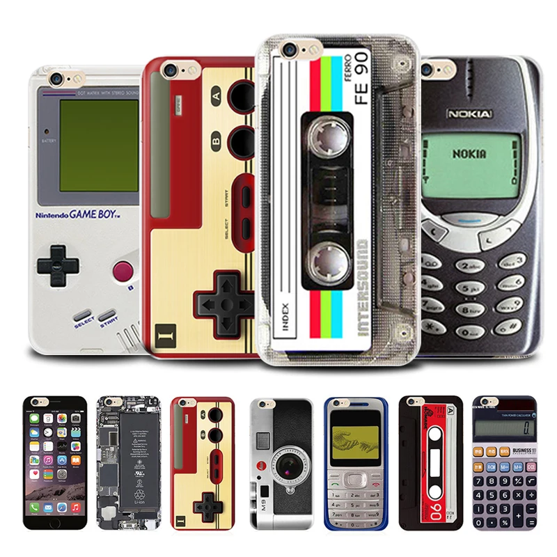 Phone Cases for iPhone 6s 6 Plus 7 8 Vintage Tape Cover Soft Silicon Calculator Cassette Camera For Coque Gamepad |