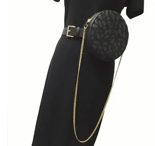 Новинка 2018 потрясающий женский ремень с круглой съемной сумкой Меховой чехол для