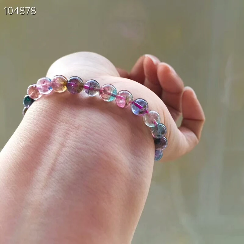 Натуральный красный зеленый турмалин кварцевый арбуз кристалл круглые бусины