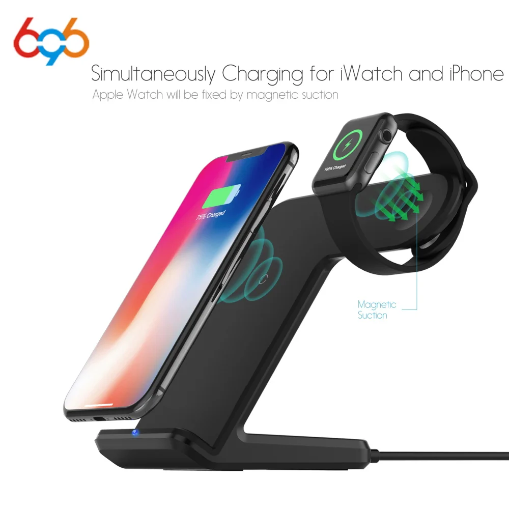 696 F11 2 IN 1 Wireless Fast Charger Dock Station Stand for Phone Watch Charging Apple 2/3 FOR iPhoneX | Мобильные телефоны и