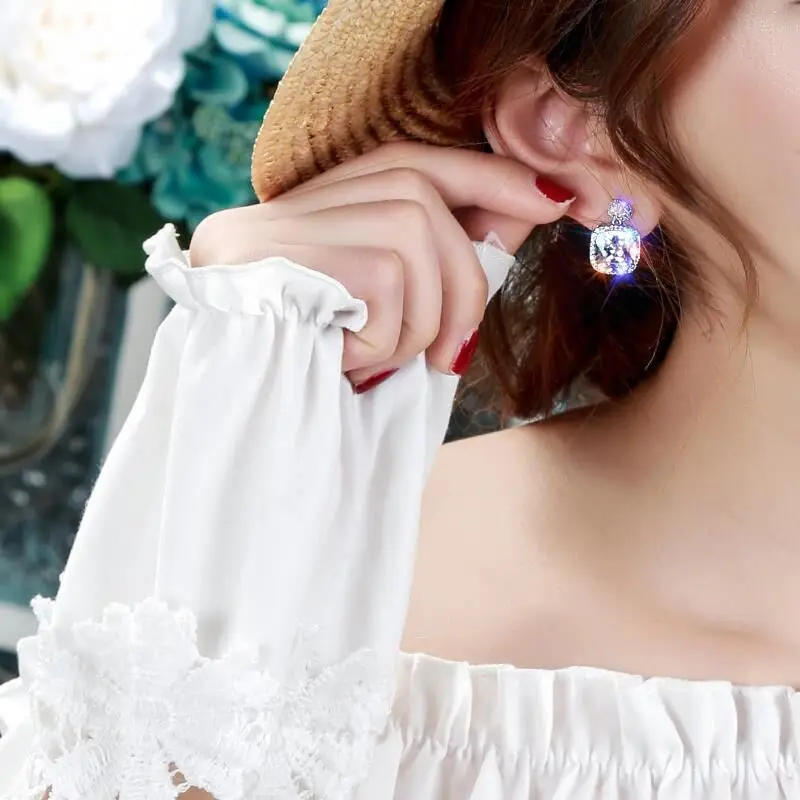 Мода висячие серьги Earrring подушки AAAAA cz реального 925 серебро массивные вечерние