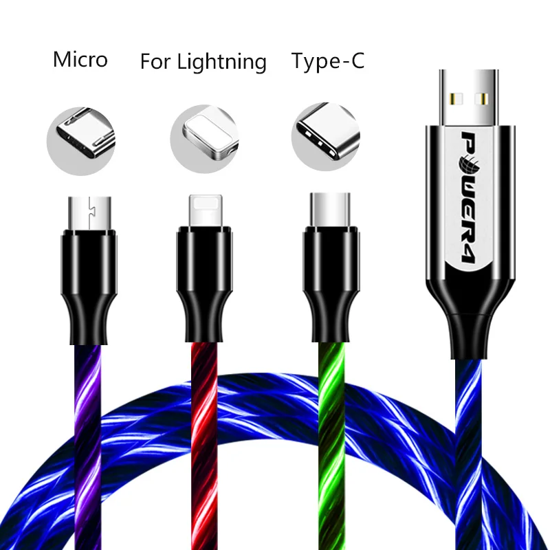 Кабель для передачи данных Power4 1 5 м USB Type C iPhone со светящимся проводом зарядки