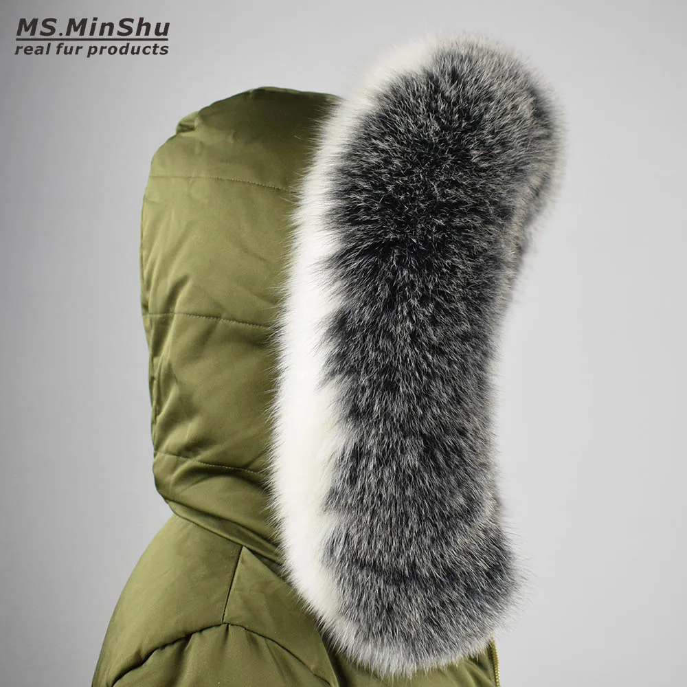 Воротник с лисьим мехом Ms. MinShu воротник капюшоном из 100% натурального меха лисы