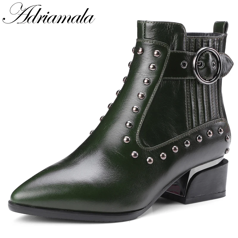 2018 Весна Ботильоны из натуральной кожи для Для женщин британский стиль коровьей