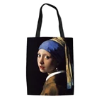 Сумки для покупок с известным рисунком, дорожные сумки на заказ, многоразовая сумка, складная женская большая Льняная сумка