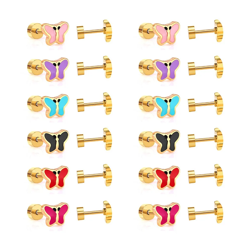 Серьги гвоздики LUXUKISSKIDS из нержавеющей стали 12 парт/Лот женские модные