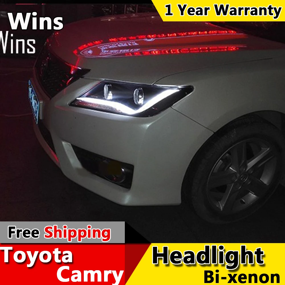 Победы огни для Toyota Camry 2012 2013 2014 СВЕТОДИОДНЫЕ Фары DRL Дневного Света Би-Ксеноновые