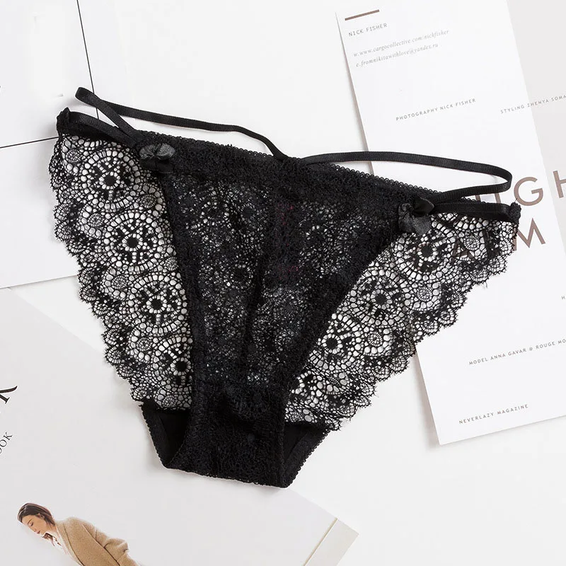 Сексуальные кружевные женские трусы ультра-тонкие нижнее белье трусики с