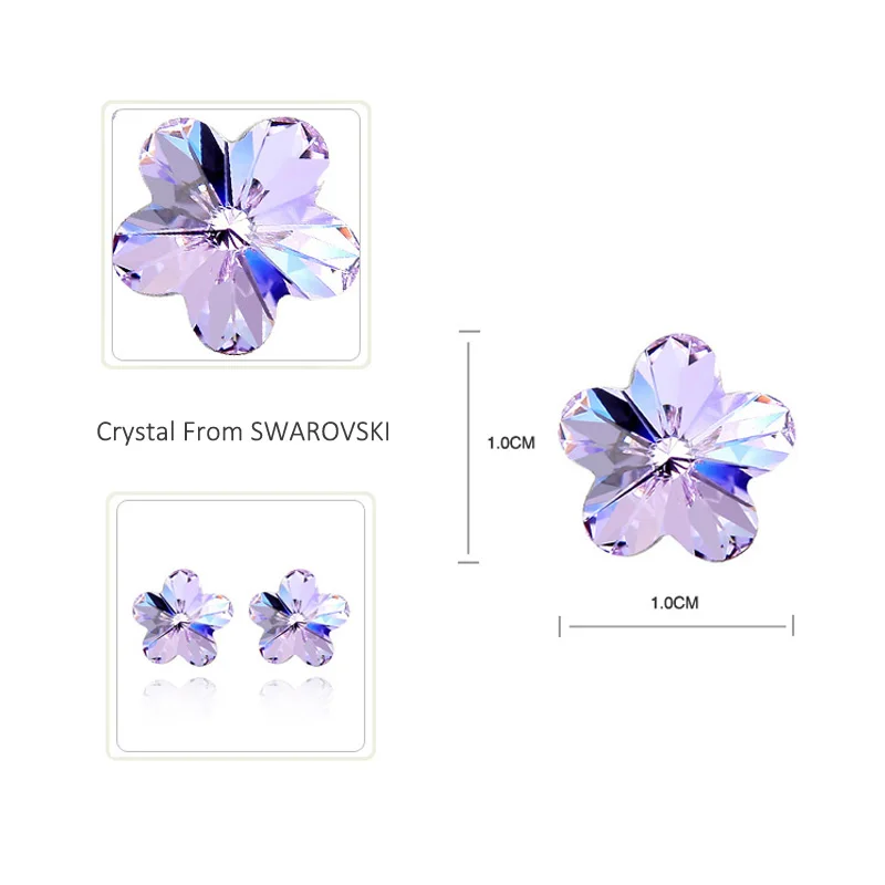 Серьги гвоздики в виде цветка сакуры с кристаллами 10 мм|earrings stud|piercing earringsflower earring