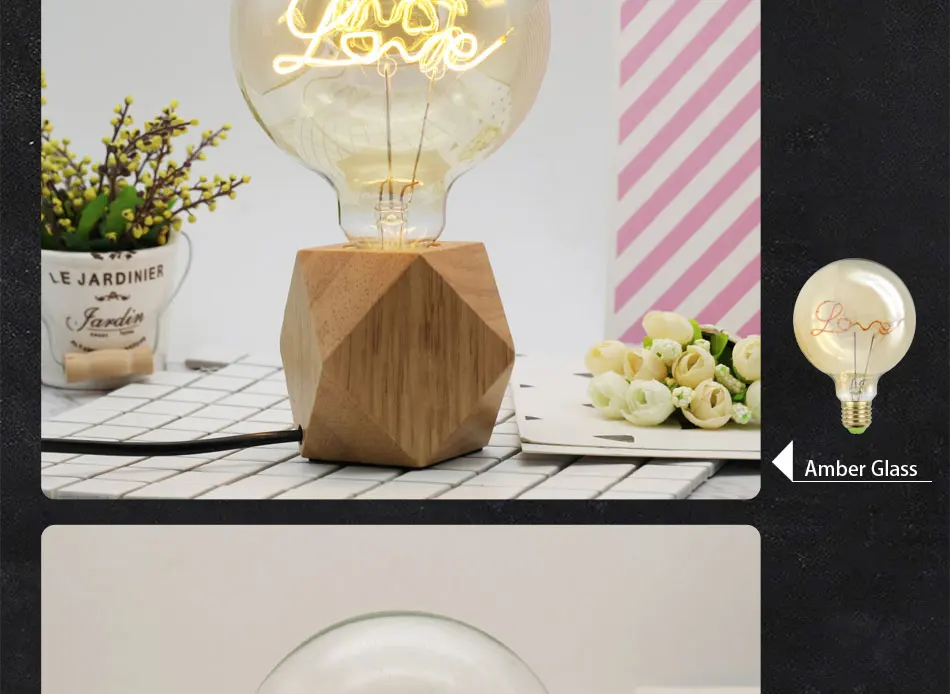 Vintagelll G125 Led светильник с надписью «LOVE& HOME», 4 Вт, 220 В, E27, декоративный светильник с регулируемой яркостью, настольная лампа