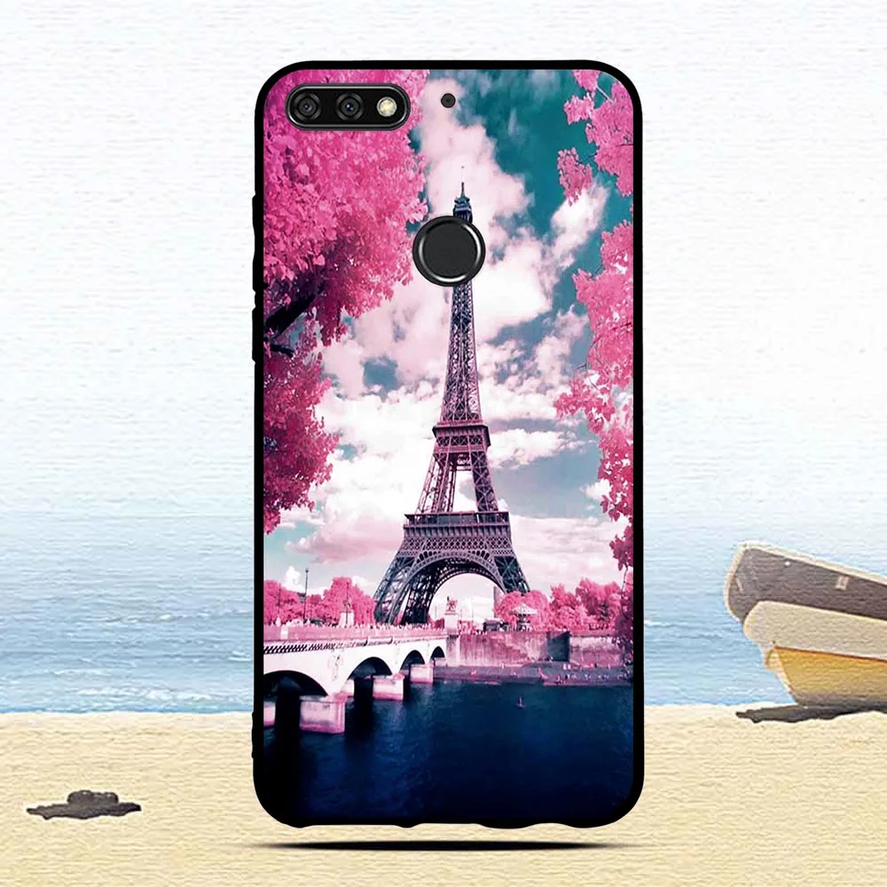 Phone For Huawei Y7 2018Case Silicone Back Protective Funda for Prime 2018 Case Black Matte Soft Pro Cover |
