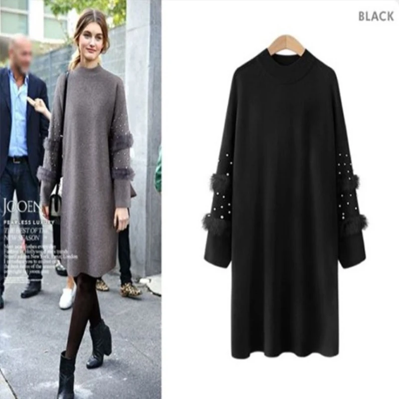 2019 New Korean Version Fashion Long Section Half Garden Collar Pullover Sweater Skirt Sleeves Loose Women Autumn Winter | Женская
