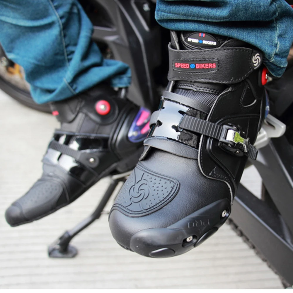 Motorcycle Ankle Racing boots speed BIKERS leather race riding street moto Motorbike Touring Chopper protective gear Shoes|motorcycle shoes|racing