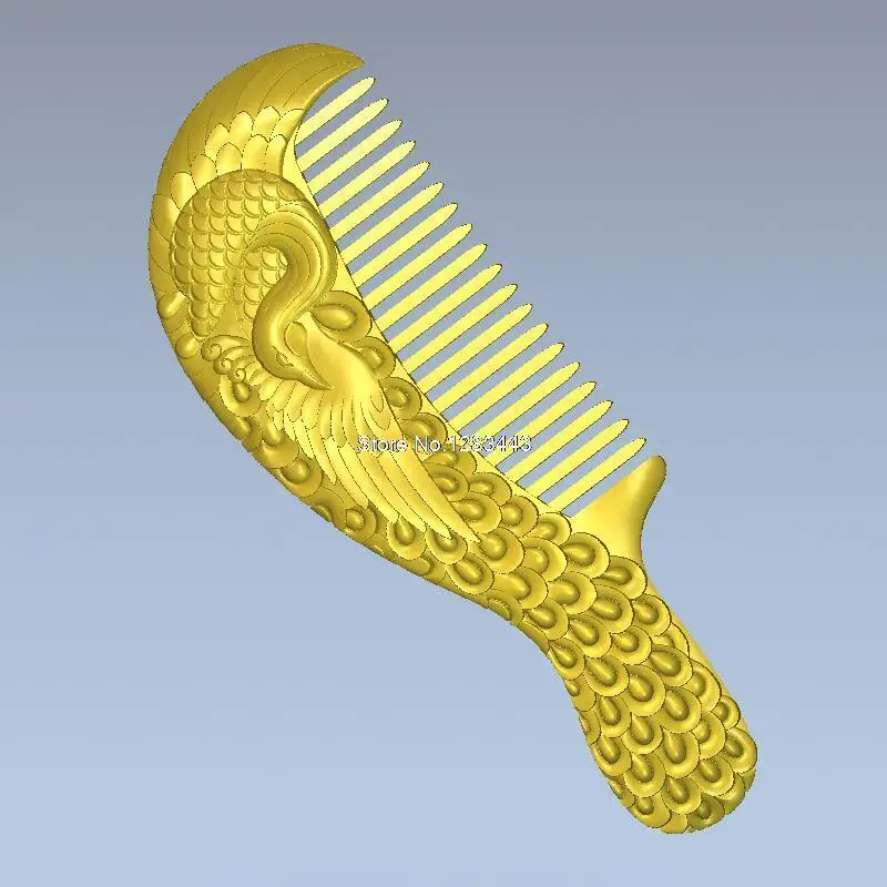Comb with peacock 3d model relief for cnc in STL file format 3D CNC machine | Инструменты
