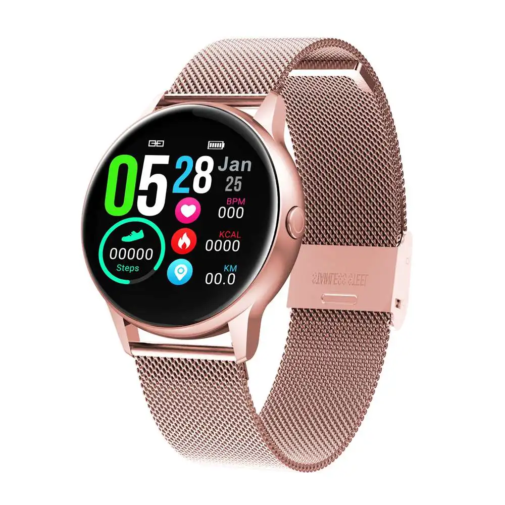 Pink-steel strap DT88 Smartwatch IP68 Водонепроницаемые носимые устройства монитор сердечного ритма цветной дисплей спортивные Смарт-часы для Android IOS долгий режим ожидания - Цвет: Pink-steel strap
