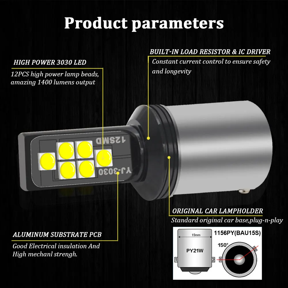 BMT аксессуары лампочки для авто 1156 BAU15S PY21W led лед габариты светодиоды светодиодные