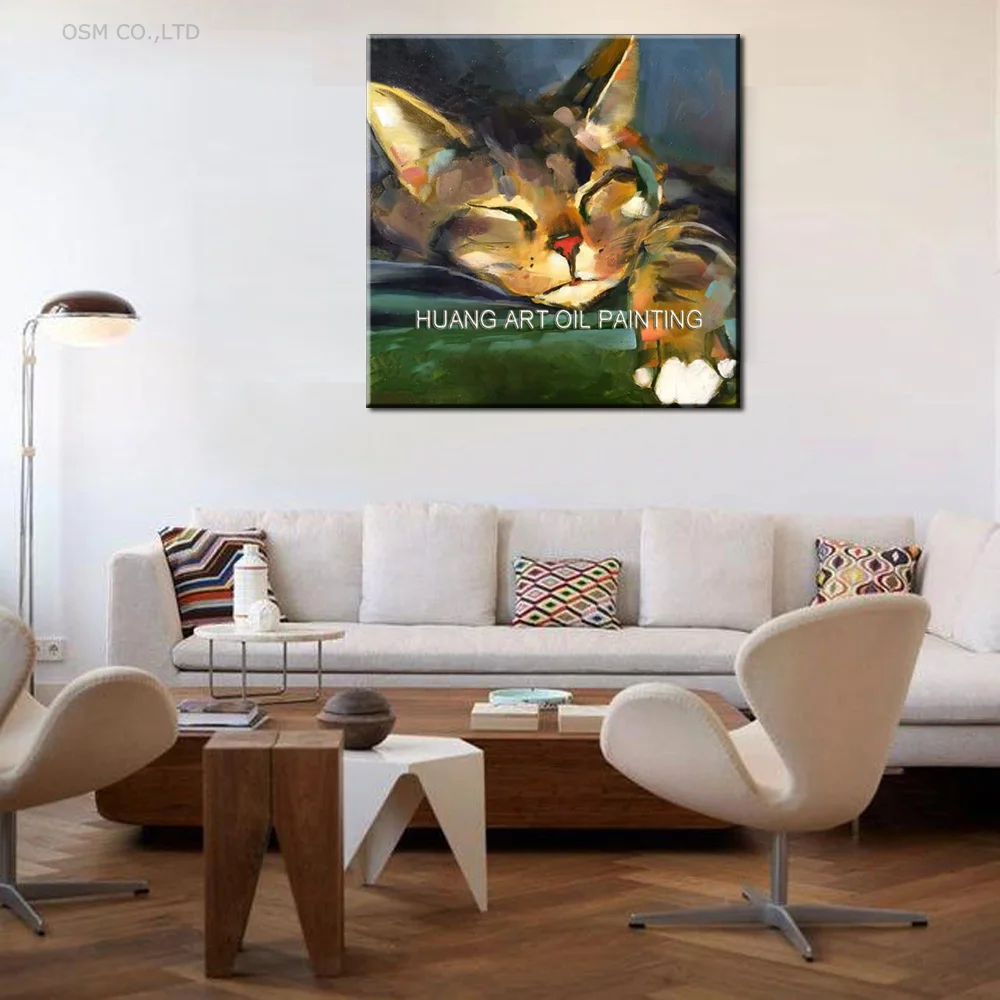 

Recommended Painting Hand Painted Oil Painting on Canvas Impression Cat Painting for Living Room Sleeping Kitty Wall Art Picture