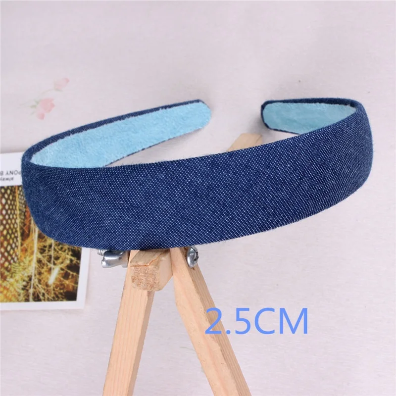 2.5cm dark blue Женский головной убор, однотонный джинсовый темно-синий светильник, синяя повязка на голову, простые заколки для студенток A269 - Цвет: 2.5cm dark blue