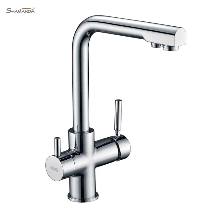 Латунный хромированный смеситель для кухни двойной раковины поворот на 360