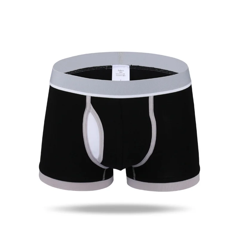 Черный Мужское нижнее белье, боксеры, сексуальные полосатые шорты, Cueca, гей нижнее белье, мужские трусы, сексуальные, дышащие, с шаговым швом, хлопковые трусы L XL XXL XXXL - Цвет: Черный