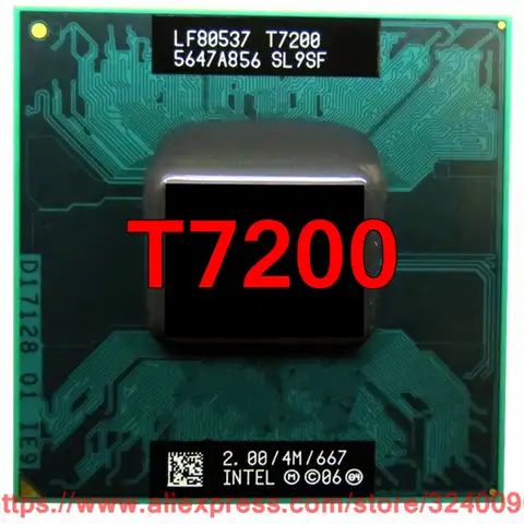 Оригинальный процессор lntel Core 2 Duo T7200, разъем 479 (4M кэш/2,0 ГГц/667 МГц/двухъядерный), процессор для ноутбука, бесплатная доставка