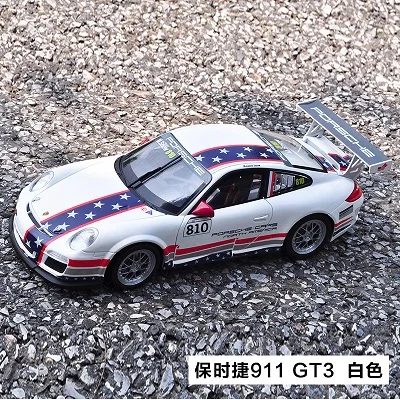 Белый 1:18 Модель спортивного автомобиля из сплава для Porsc 911 GT3 чашка с управлением на рулевом колесе переднее рулевое колесо игрушка для детей - Цвет: Белый