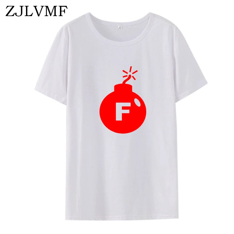 Женская футболка с круглым вырезом Zjlvmf F Bomb хлопковая хипстерская Футболка