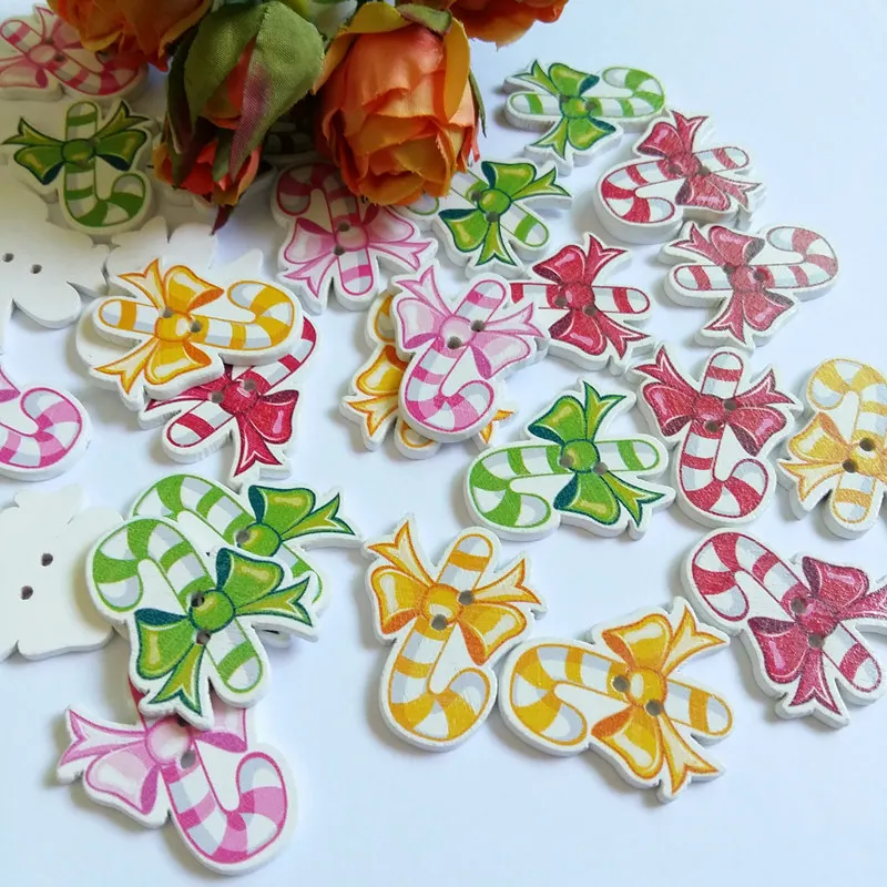 40 шт. рождественские швейные принадлежности пуговицы деревянные кабошоны для