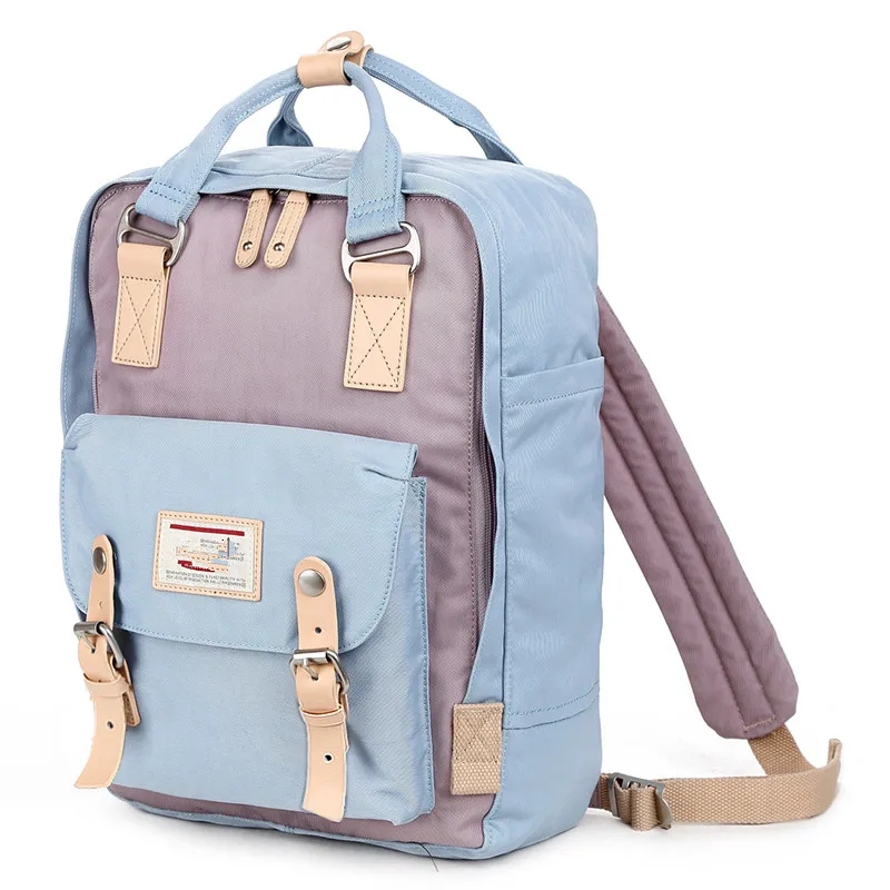 Light Blue Purple Новые модные женские холщовые рюкзаки ярких цветов, школьные сумки для девочек и мальчиков, повседневные дорожные сумки, рюкзак для ноутбука Mochila S062 - Цвет: Light Blue Purple