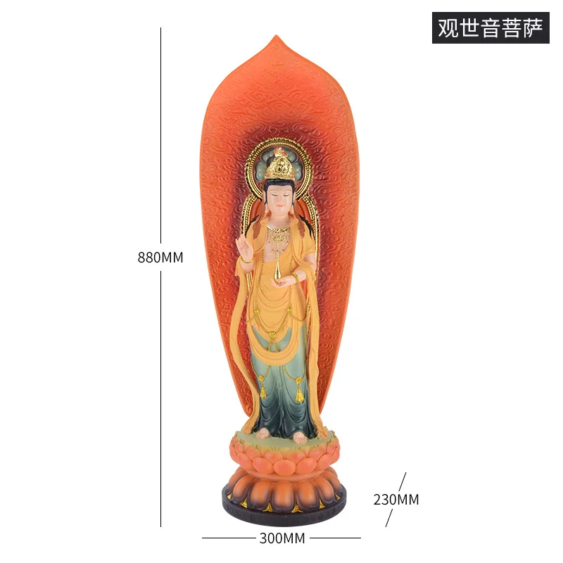 E-Guanyin Западная Sansheng Смола ремесла статуя Будды Amitabha с изображением Будды и Гуаньинь Bodhisattva украшения дома аксессуары статуэтки - Цвет: E-Guanyin