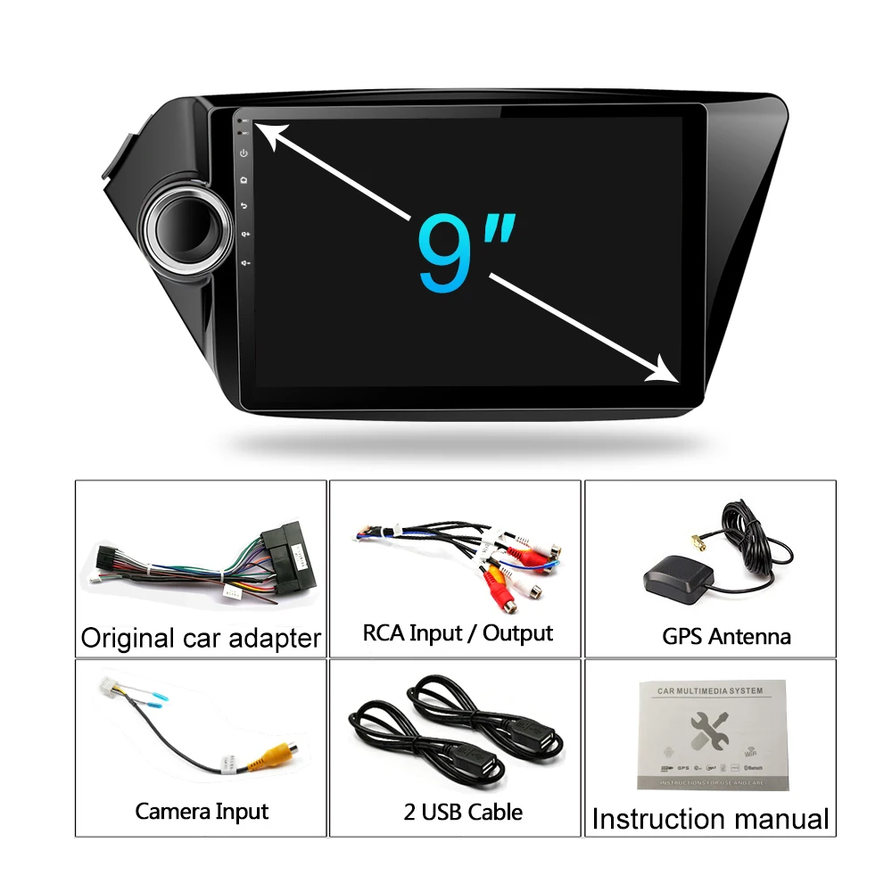Автомагнитола 2 Din на Android 9 1 мультимедийный стерео-радиоприемник с Gps ДЛЯ Kia RIO K2 K3 K4