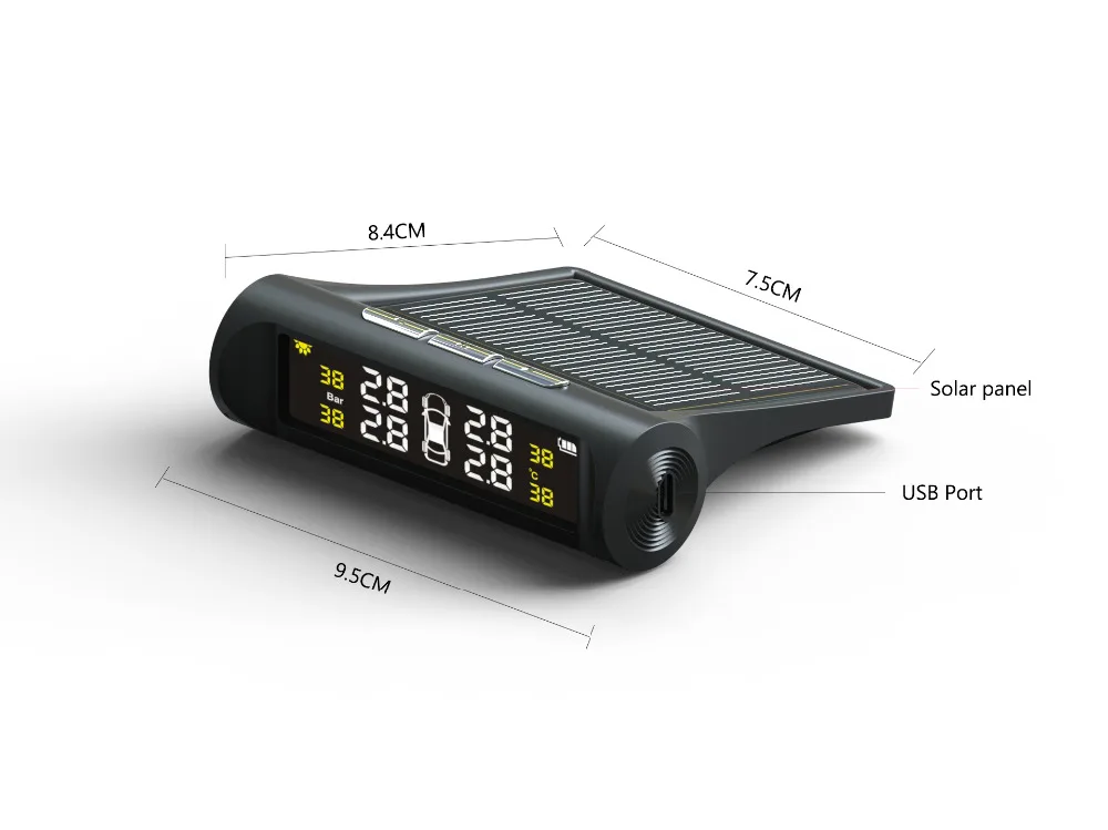 Tuao автомобилей TPMS шин Давление мониторинга Системы Солнечный Мощность зарядки