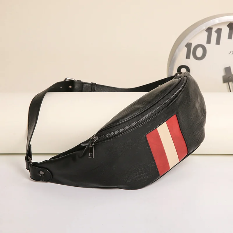 Black Waist Pack Мужские поясные сумки Высокое качество из искусственной кожи Мужская нагрудная сумка пара поясная сумка удобная поясная сумка новая мода тренд сумки через плечо мужские - Цвет: Black Waist Pack